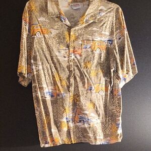 Men's Casual Button Down Shirt with Car Print
